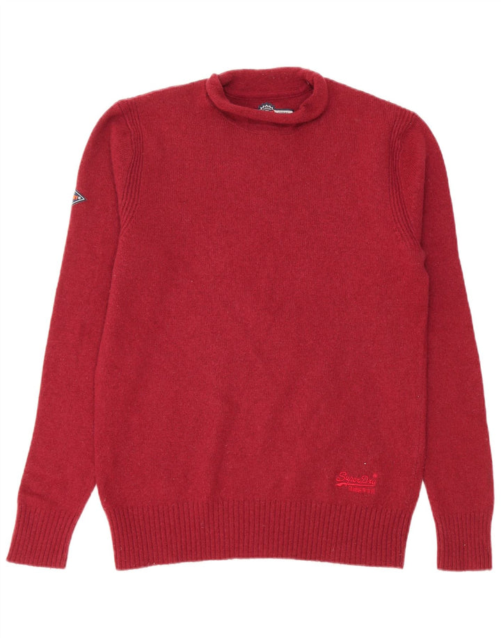 SUPERDRY Rollkragenpullover für Herren, groß, bordeauxrote Lammwolle