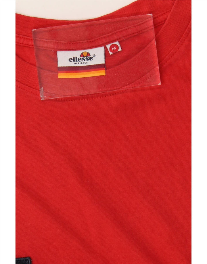 ELLESSE Herren Heritage T-Shirt Top Mittelrot Farbblock