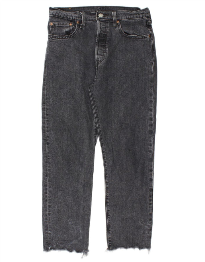 LEVI'S Damen 501 Straight Jeans W28 L26 Schwarze Baumwolle