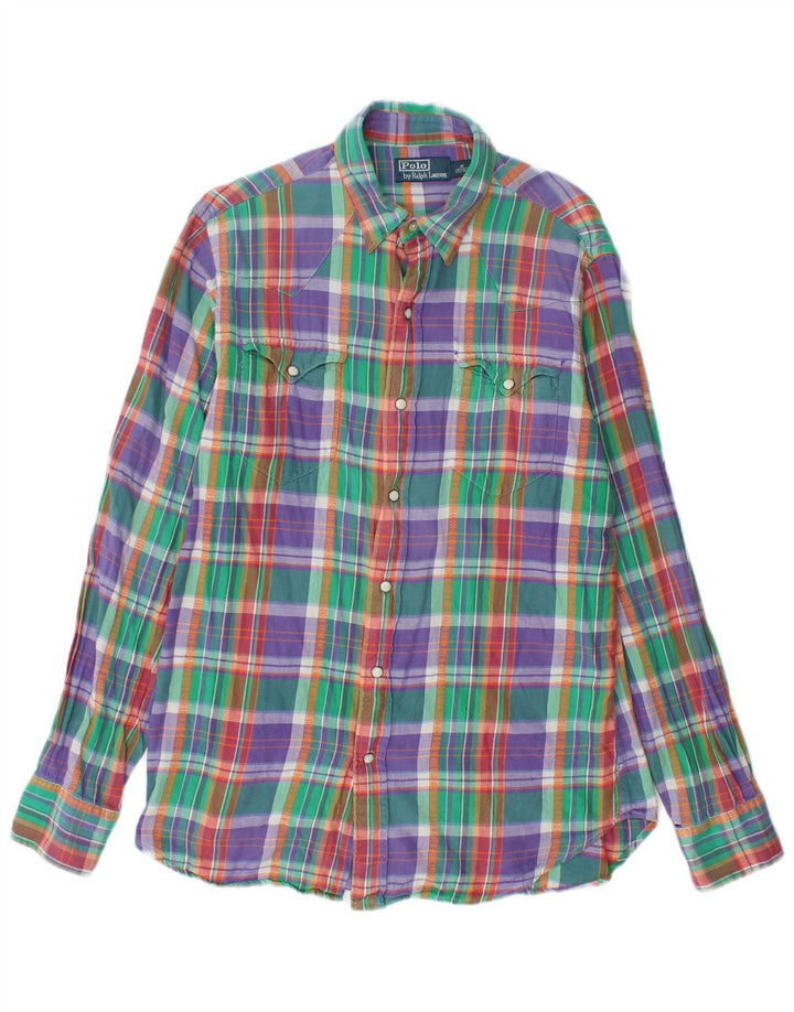 Polo Ralph Lauren Herren-Flanellhemd, mittelgroß, mehrfarbig, kariert, Baumwolle