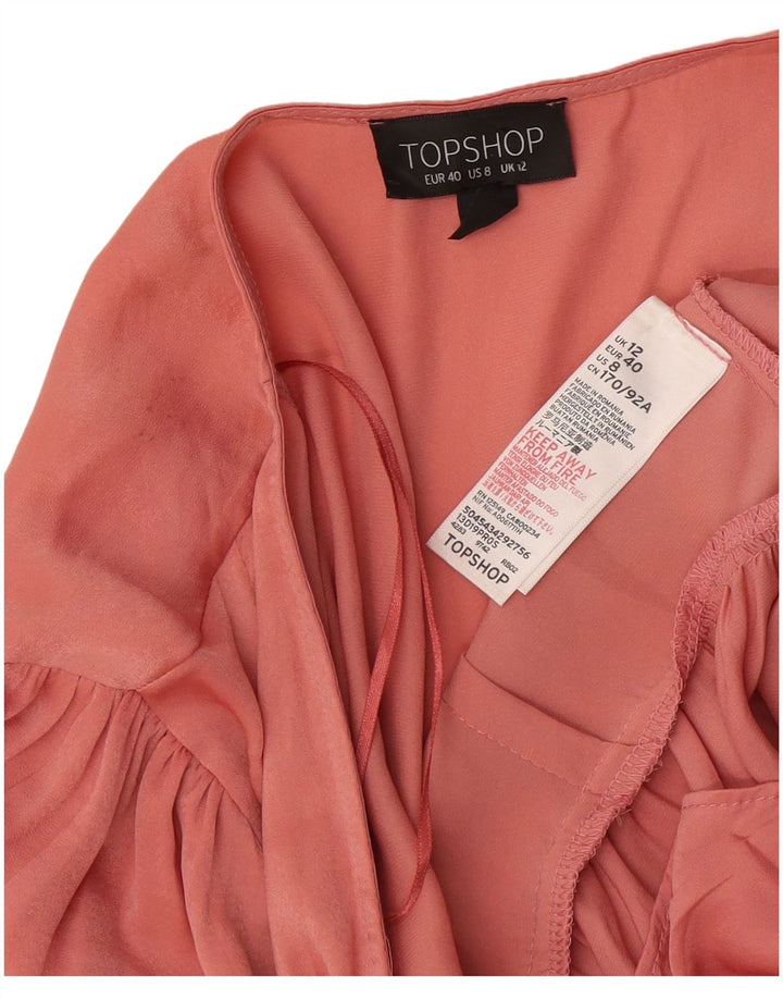Topshop Wickelbluse für Damen, UK 12, Mittelrosa, Polyester