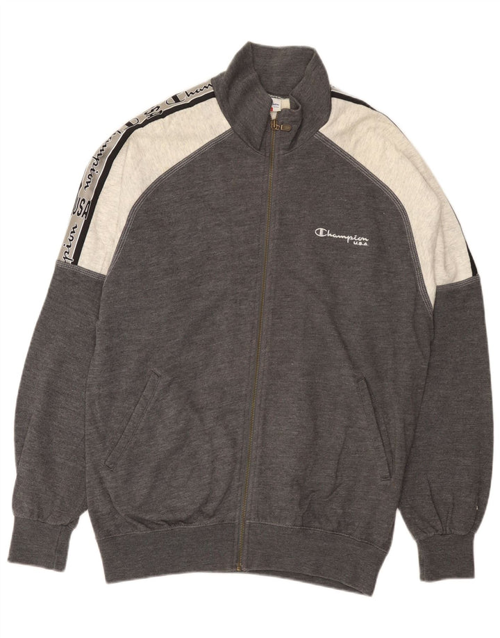 Champion Herren USA Trainingsanzug-Oberjacke aus mittelgrauer Colourblock-Baumwolle