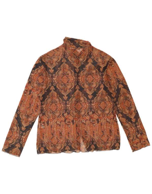 Sara Glenzer Damen Durchsichtige Hemdbluse EU 46 XL Braun Paisley