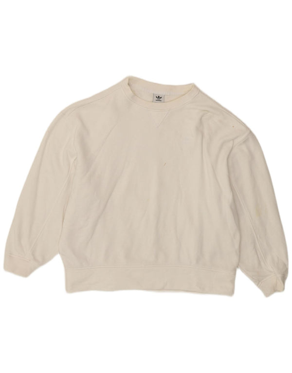 Adidas Womens Graphic Oversized Sweatshirt Pullover UK 10 Small Weiß Sport