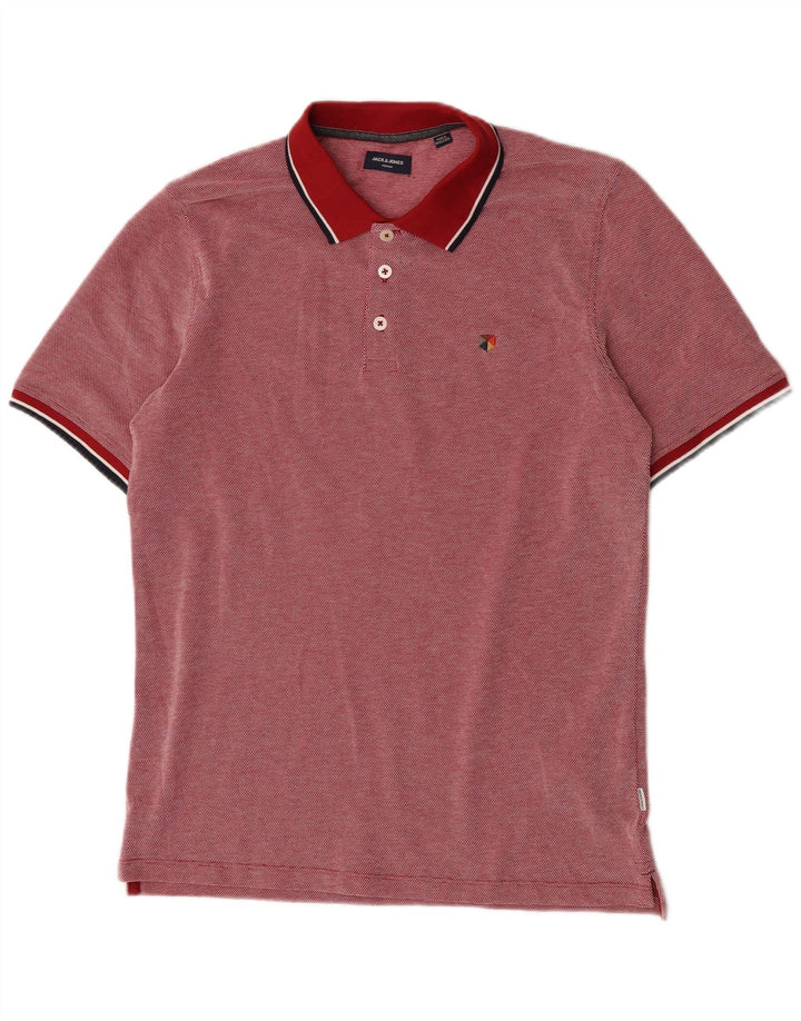 Jack & Jones Herren-Poloshirt aus mittelrot gepunkteter Baumwolle