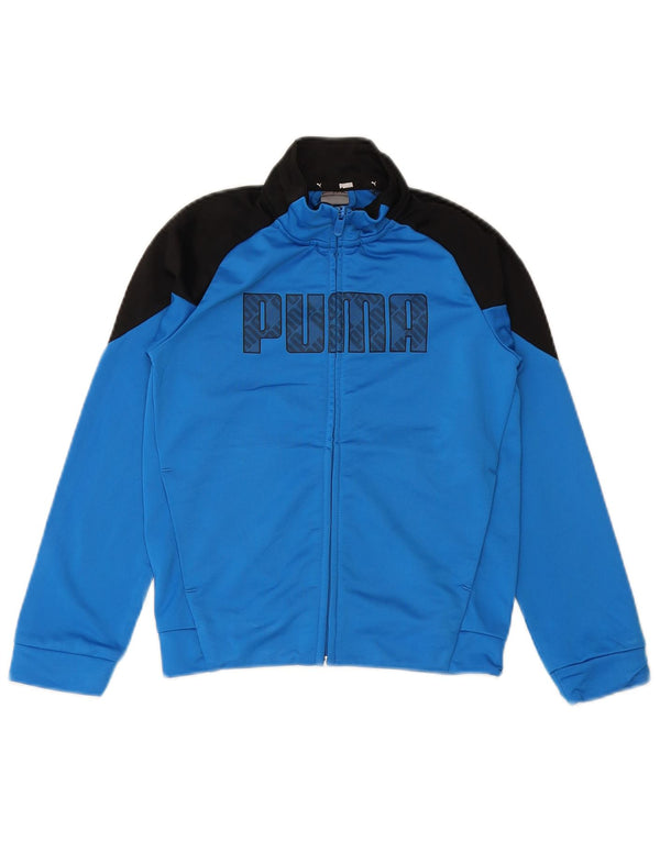 PUMA Jungen Grafik-Trainingsanzug-Top-Jacke, 9–10 Jahre, blauer Farbblock
