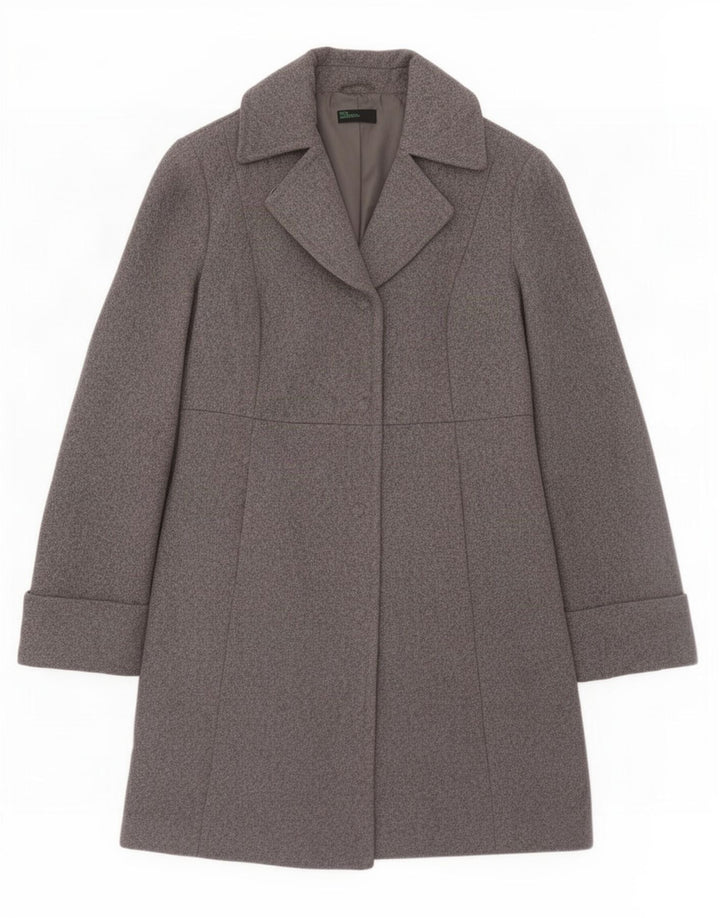 Benetton Damen Mantel IT 42 Mittelgraue Wolle