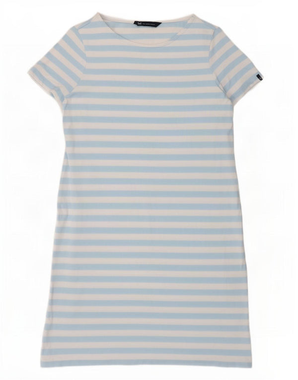 Crew Clothing Damen T-Shirt-Kleid UK 10 Small Blau gestreift Baumwolle