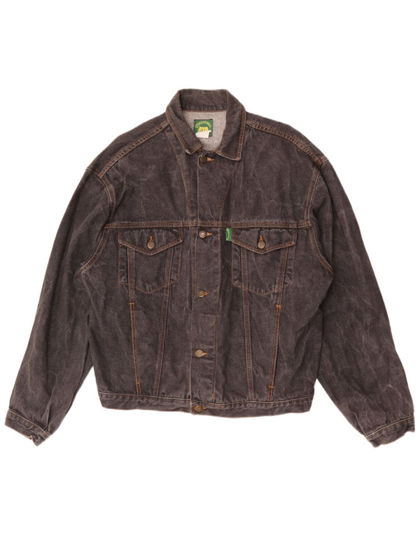 Vintage Herren Jeansjacke UK 40 Große schwarze Baumwolle