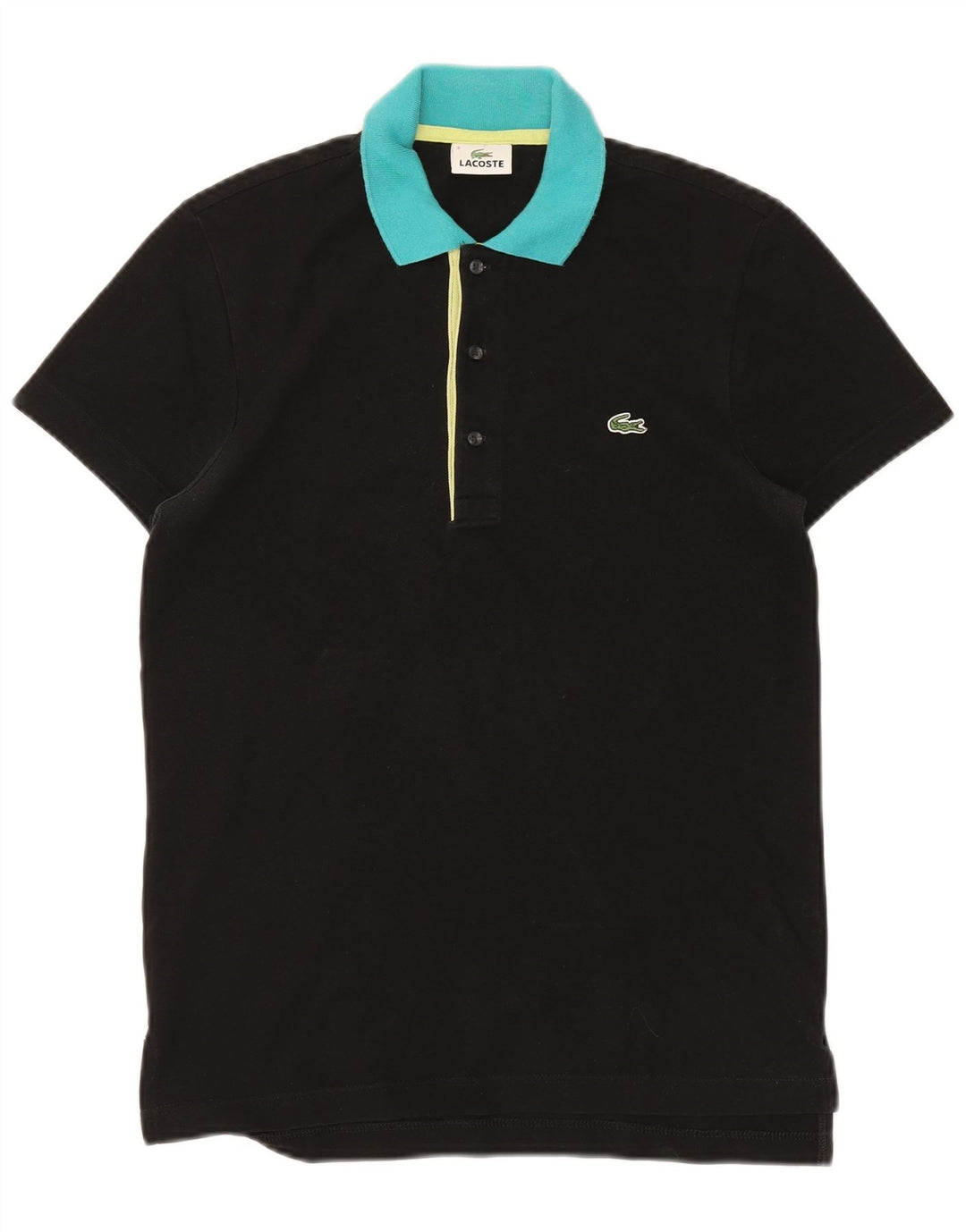 LACOSTE Herren-Poloshirt, Größe 3, klein, schwarze Colourblock-Baumwolle