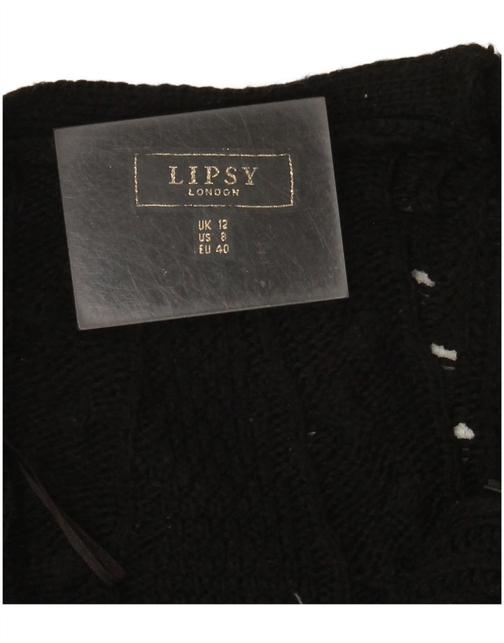 Lipsy Damen Longline Open Cardigan Pullover UK 12 Medium Schwarz