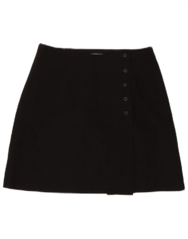 Zara Damen Mini-Wickelrock W24 XS Schwarz Polyester