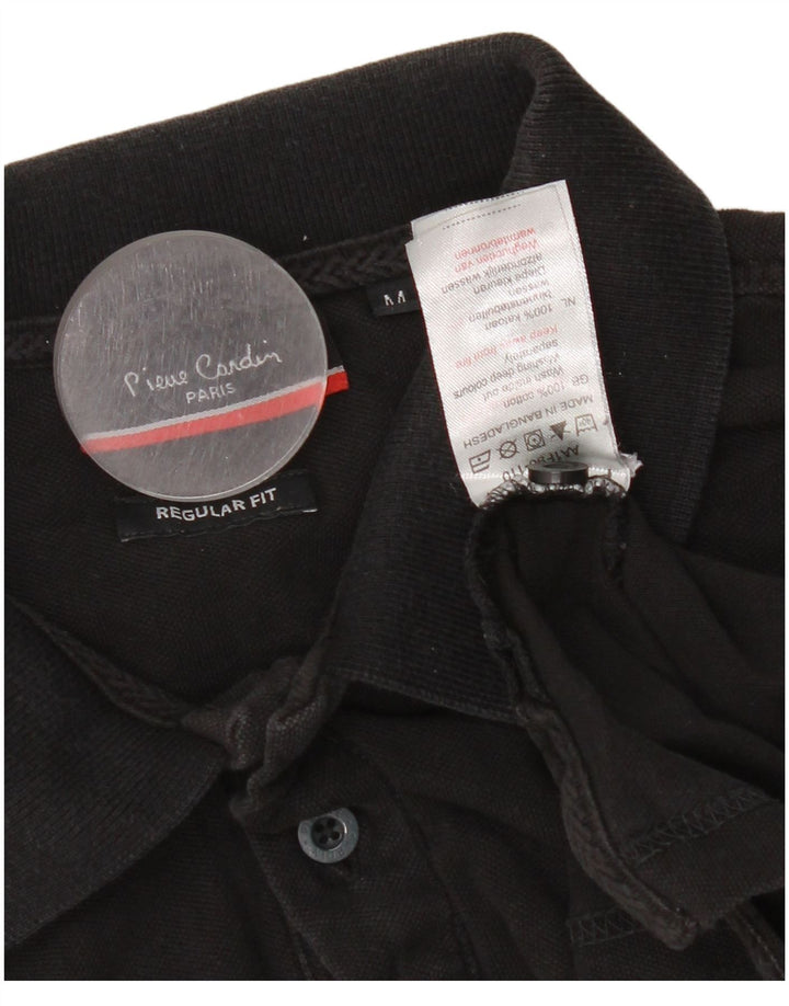 Pierre Cardin Herren-Poloshirt mit normaler Passform, mittelschwarze Baumwolle