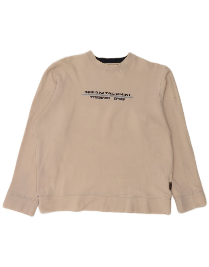 SERGIO TACCHINI Damen Grafik-Sweatshirt-Pullover UK 18 XL Off White