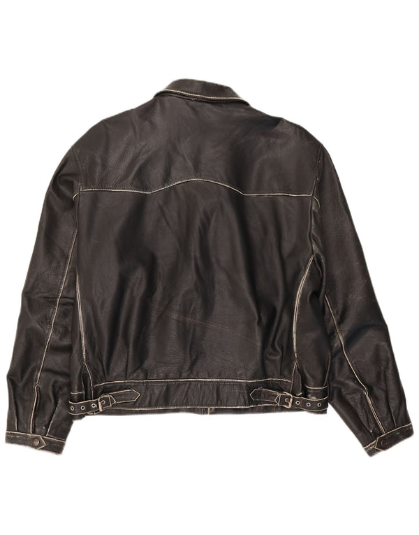 Vintage Herren Lederjacke IT 54 2XL Schwarz