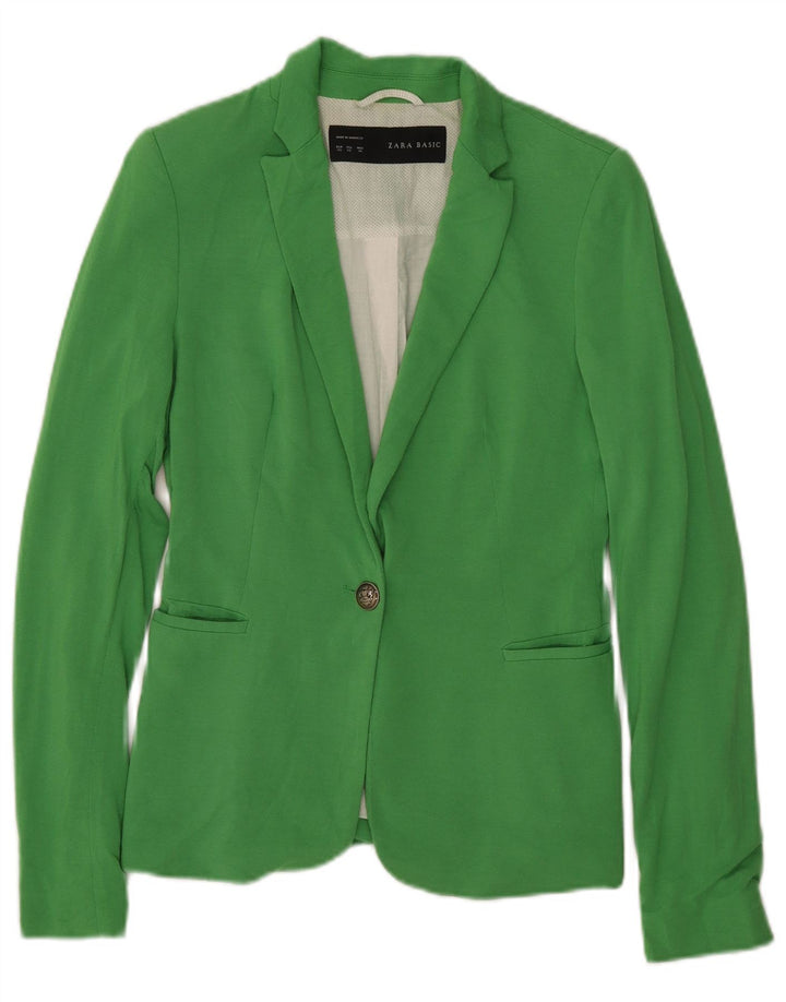 Zara Damen 1-Knopf-Blazerjacke UK 6 XS Grüne Viskose