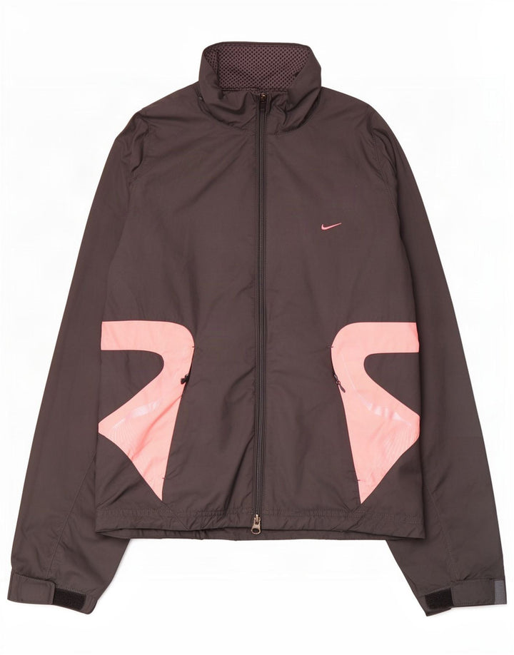 Nike Damen Climalite Regenjacke UK 8/10 Small Graues Colourblock-Polyester