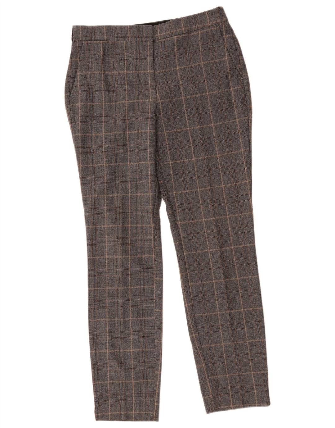 Zara Slim Chino-Hose für Damen, mittelgroß, W28, L26, grau kariertes Polyester
