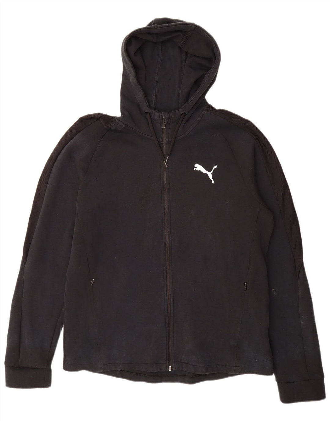 Puma Herren-Kapuzenpullover mit Reißverschluss, groß, schwarze Baumwolle