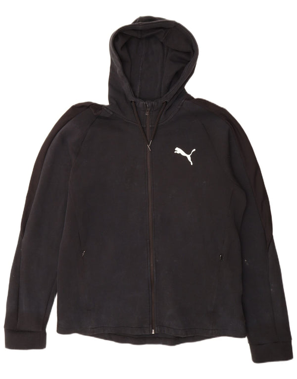 Puma Herren-Kapuzenpullover mit Reißverschluss, groß, schwarze Baumwolle