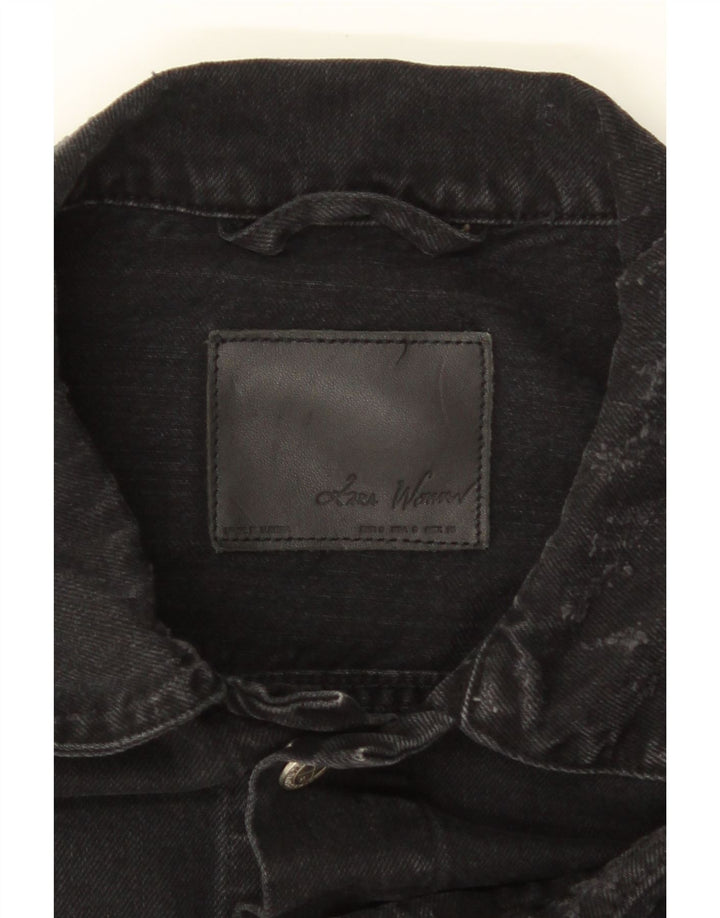 ZARA Herren Distressed Jeansjacke UK 36 Small Schwarze Baumwolle