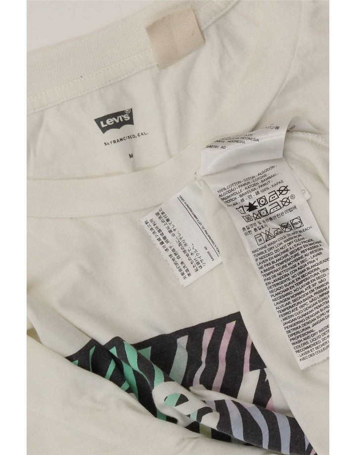 Levi's Womens Graphic T-Shirt Top UK 14 Mittelweiße Baumwolle