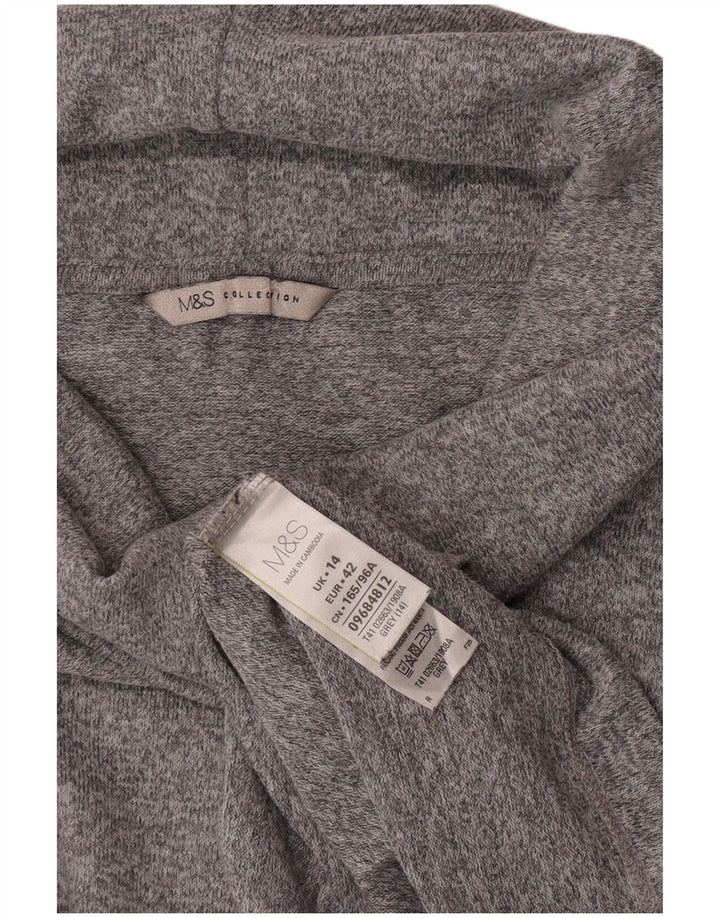 Marks & Spencer Damen-Top, 3/4-Ärmel, UK-Größe 44, Größe L, grau geflecktes Polyester