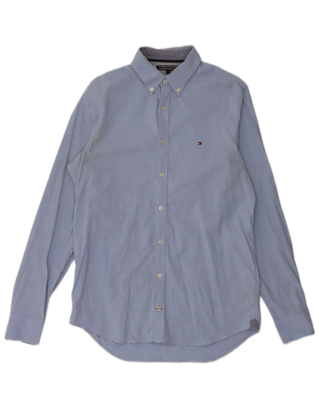 TOMMY HILFIGER Mens Stretch Slim Fit Shirt Medium Blue Cotton