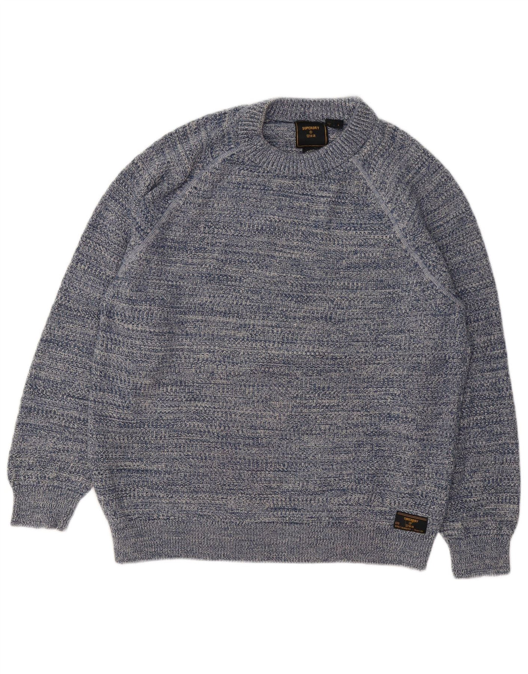 Superdry Herren-Pullover mit Rundhalsausschnitt, groß, blau gestreift, Baumwolle