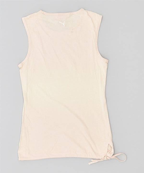PUMA Damen Graphic Vest Top UK 10 Small Off White Baumwolle