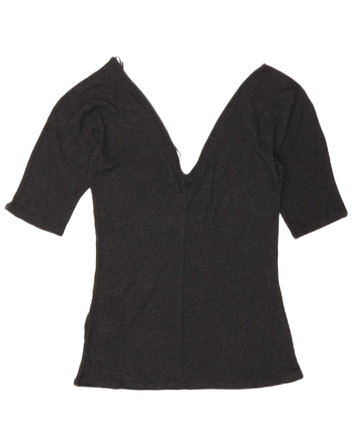 Zara Damen Blusenoberteil UK 12 Mittelgraues Lyocell