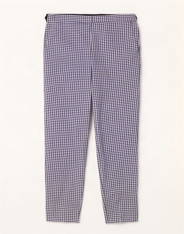 Zara Damen-Anzughose mit hoher Taille, schmal zulaufend, XL, W32, L26, blaues Gingham