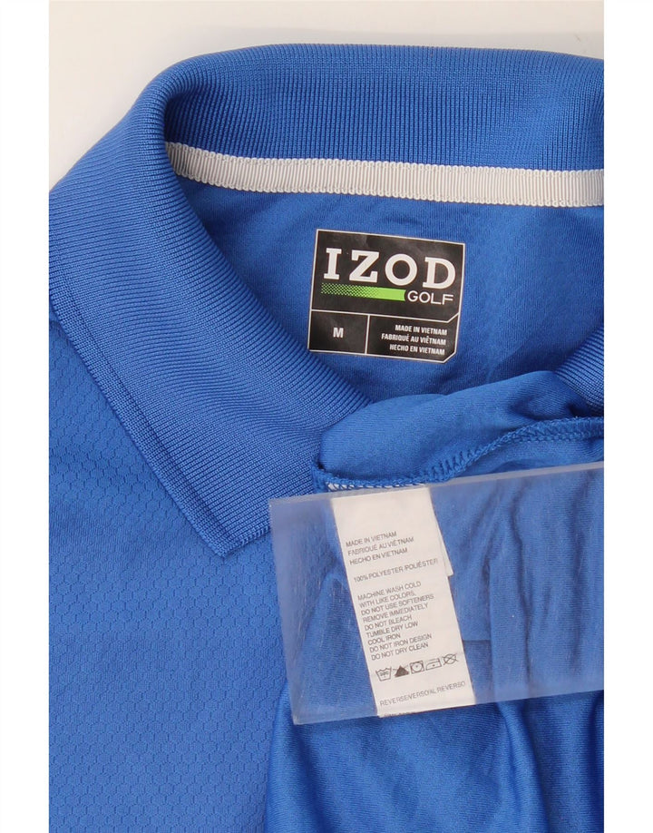 IZOD Mens Polo Shirt Medium Blue Colourblock Polyester Vintage Izod and Second-Hand Izod from Messina Hembry 