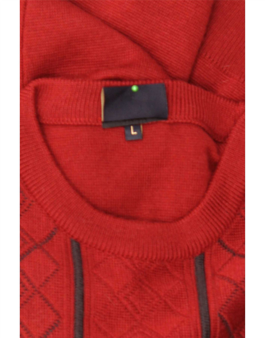 Gabicci Herren-Pullover mit Rundhalsausschnitt, groß, rote Argyle-/Diamantwolle