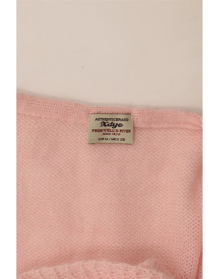 Vintage Damen V-Ausschnitt Pullover Pullover UK 12 Mittelrosa