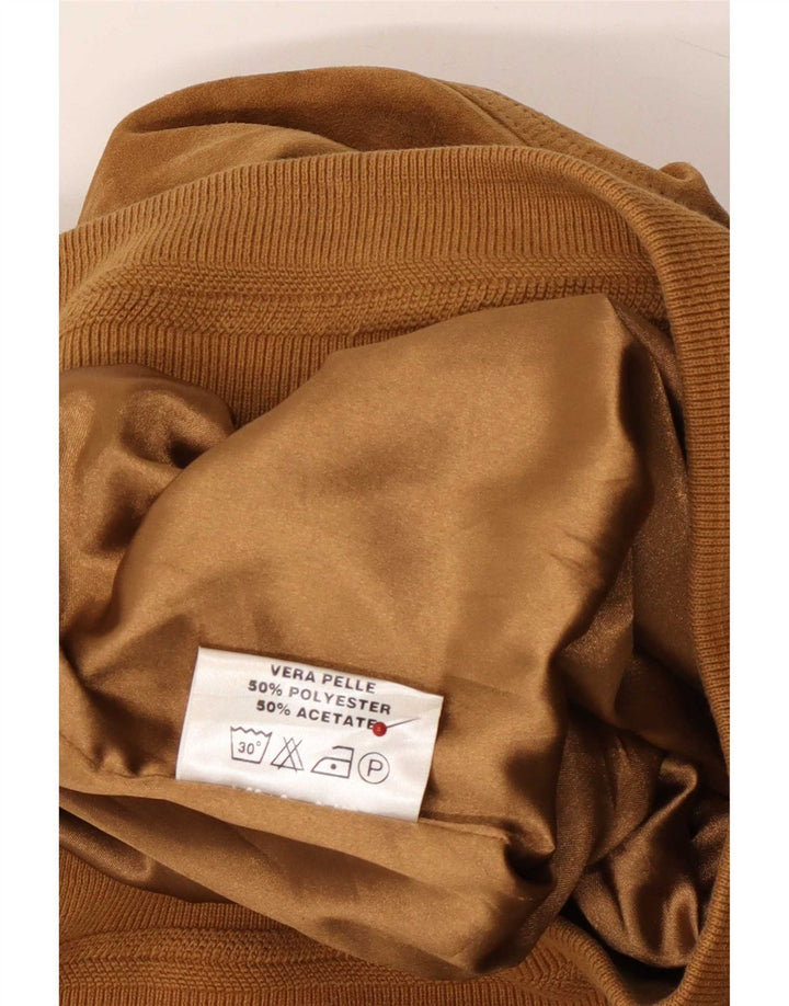 Vintage Damen Wildleder Bomberjacke IT 44 Medium Beige Leder