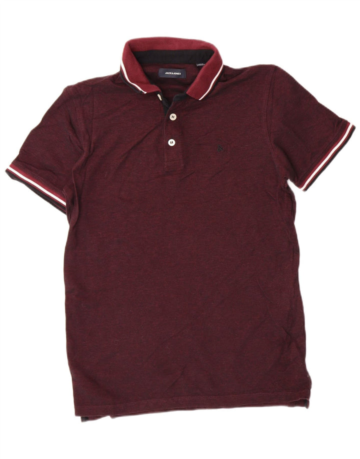 JACK & JONES Herren-Poloshirt aus mittlerer burgunderroter Baumwolle