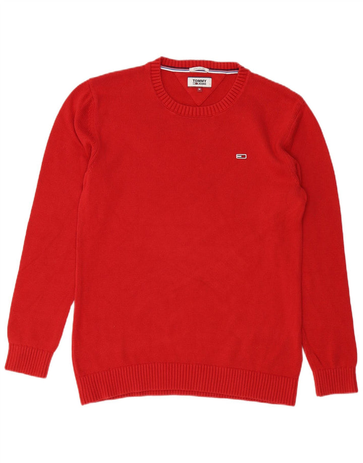 TOMMY HILFIGER Herren-Pullover mit Rundhalsausschnitt, reguläre Passform, mittelrote Baumwolle