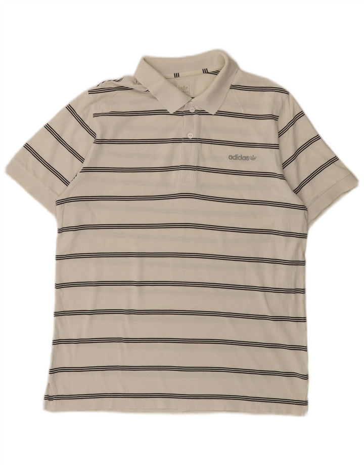 Adidas Herren Poloshirt Mittelweiß gestreift