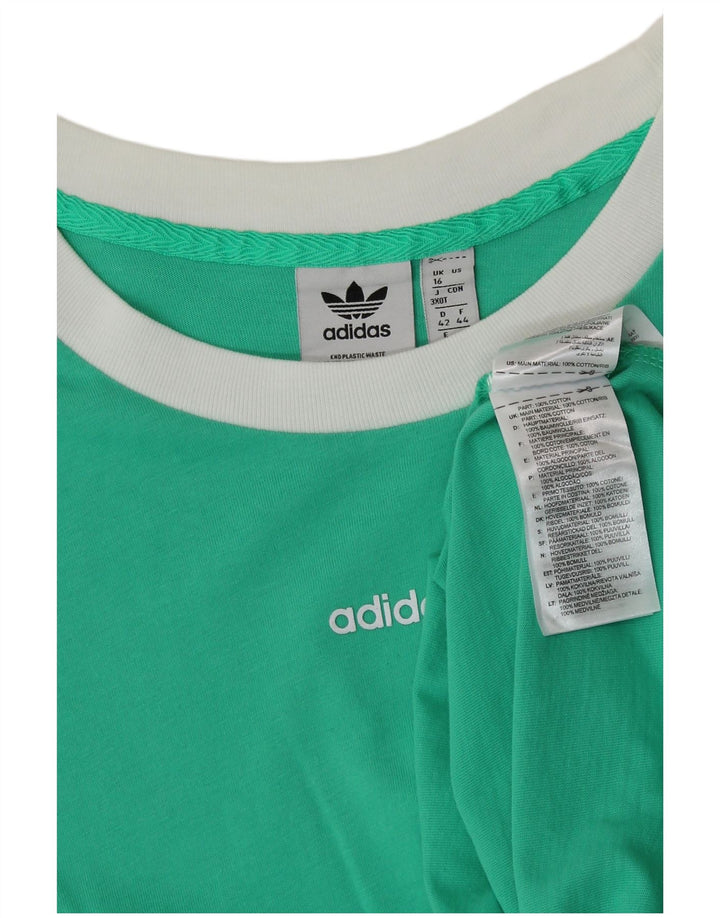 ADIDAS Damen T-Shirt Top UK 16 Große grüne Baumwolle