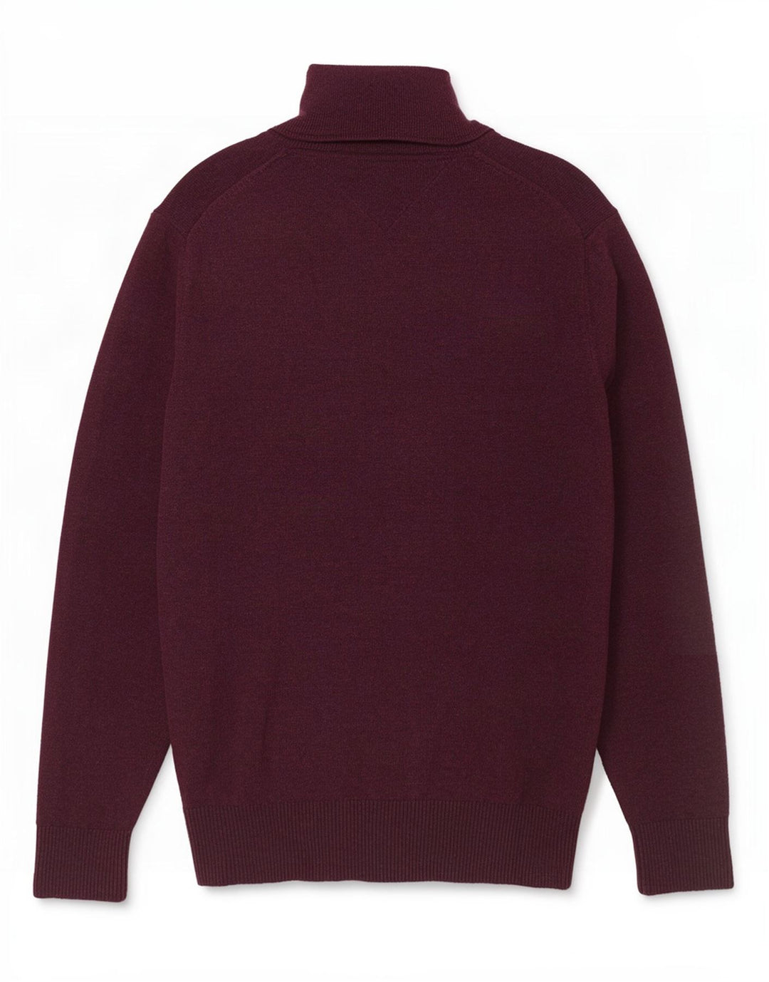 Tommy Hilfiger Herren-Pullover mit Knopfkragen, Größe S, burgunderfarbene Baumwolle