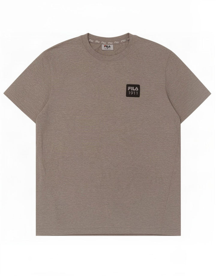 Fila Herren T-Shirt-Oberteil aus mittelgrau gesprenkelter Baumwolle