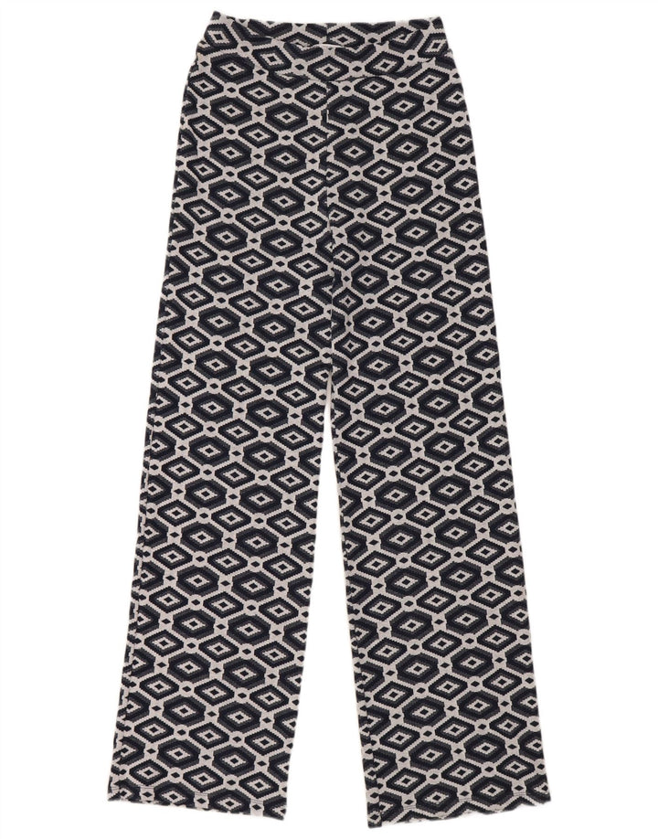 Zara Damen-Hose mit weitem Bein, mittelgroß, W28, L30, Marineblau, geometrisch