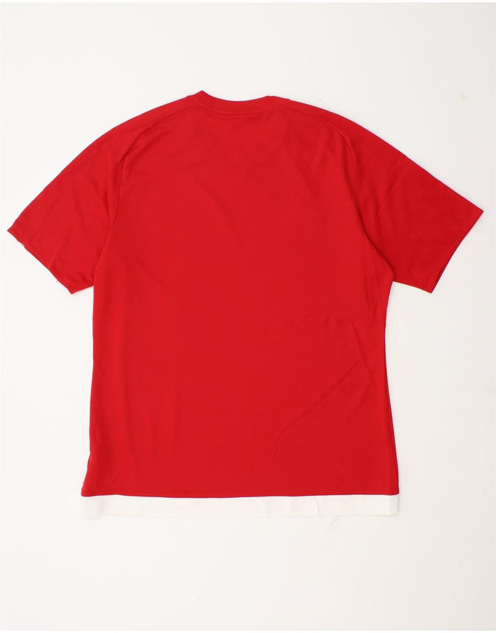 Adidas Herren Climalite T-Shirt Top, großes rotes Farbblock-Polyester