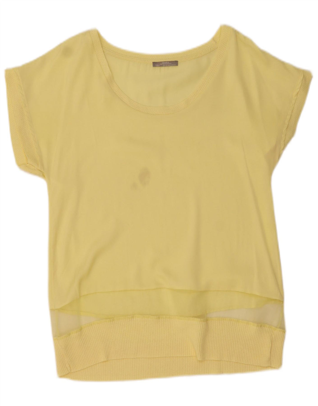 Zara Damen Bluse Top UK 10 Small Gelb