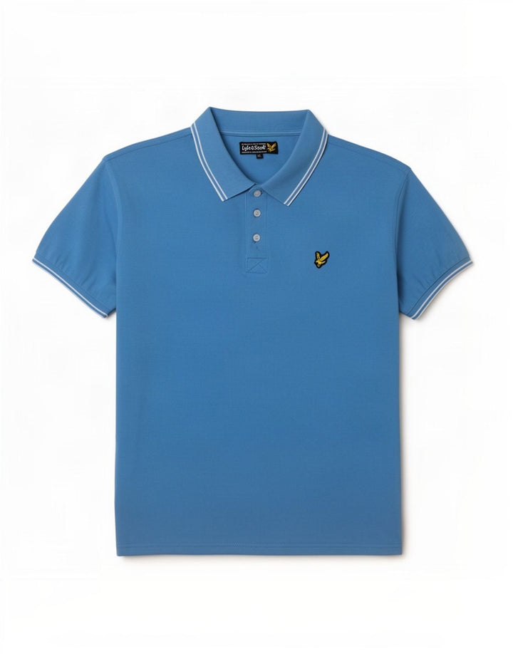 Lyle & Scott Herren Poloshirt XL blau gestreift aus Wolle