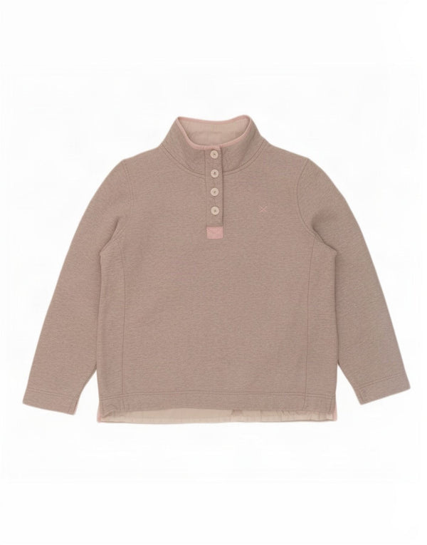 Crew Clothing Damen-Sweatshirt mit Knopfkragen, Gr. 40, Größe L, Grau meliert