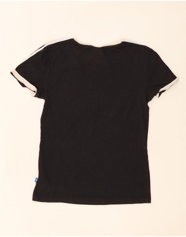 Adidas Damen T-Shirt Top UK 8 Small Schwarz Colourblock Baumwolle