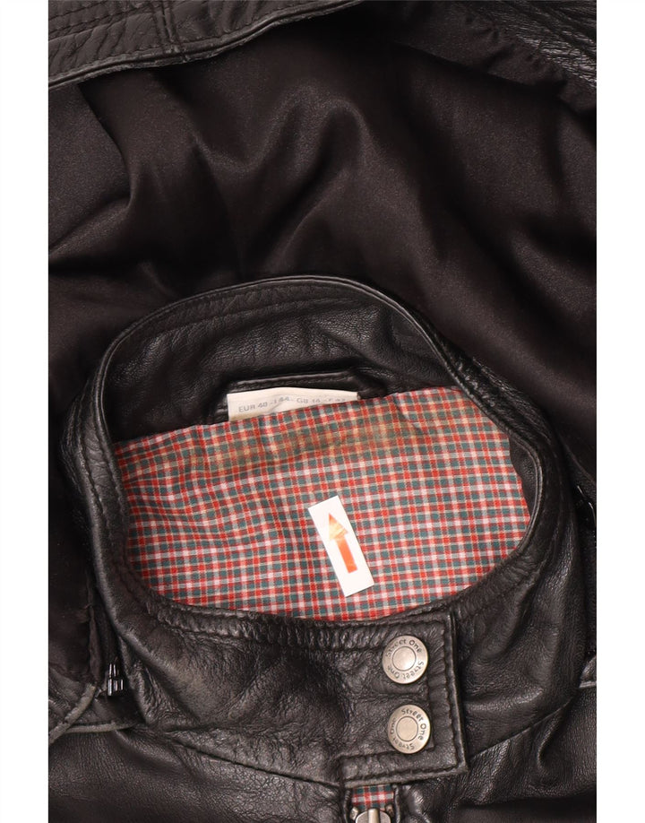 Street One Damen-Lederjacke mit Kapuze, UK 14, mittelschwarzes Leder