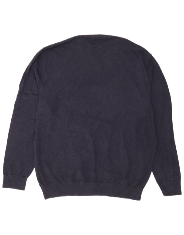 Nautica Mens Crew Neck Jumper Sweater 2XL Navy Blue Colourblock Cotton